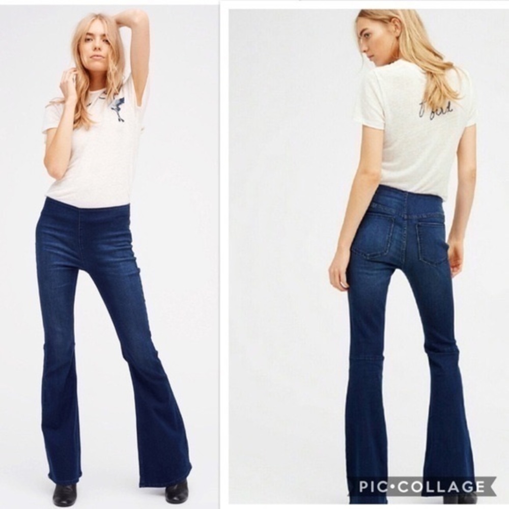 NWT Free People Penny Pull On Rich Flare Jeans